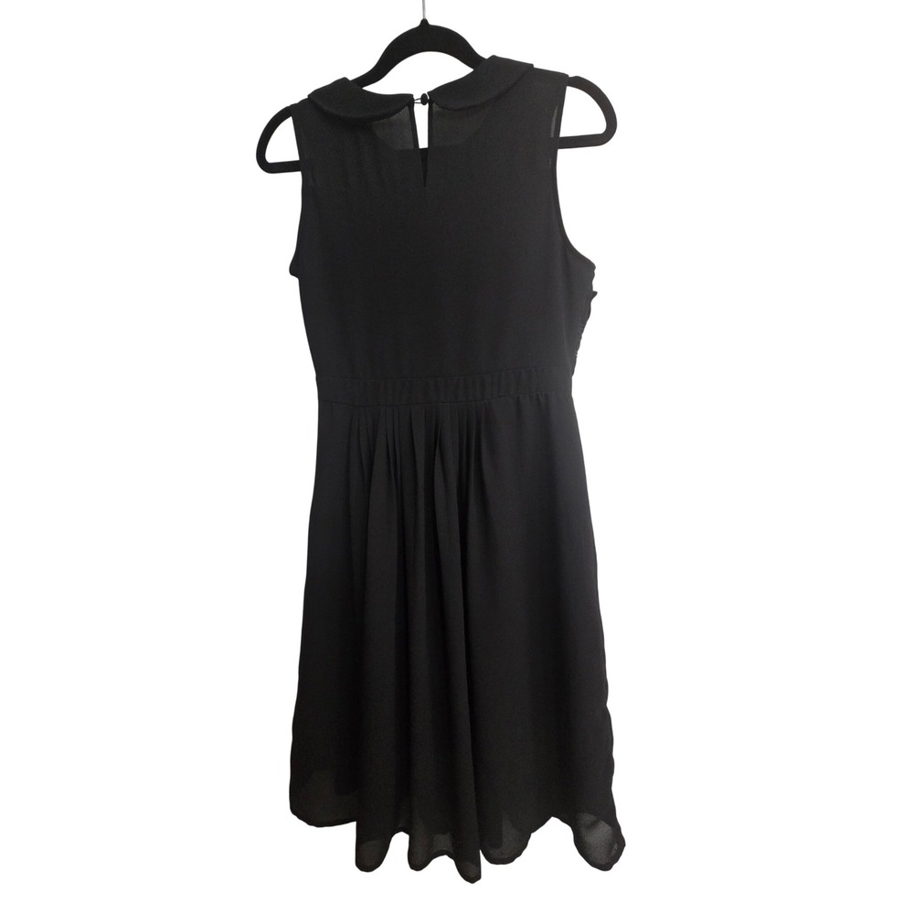 Doe & Rae Black Whimsy Goth Lace Trim Peter Pan Collar Chiffon Dress Small - Picture 2 of 4
